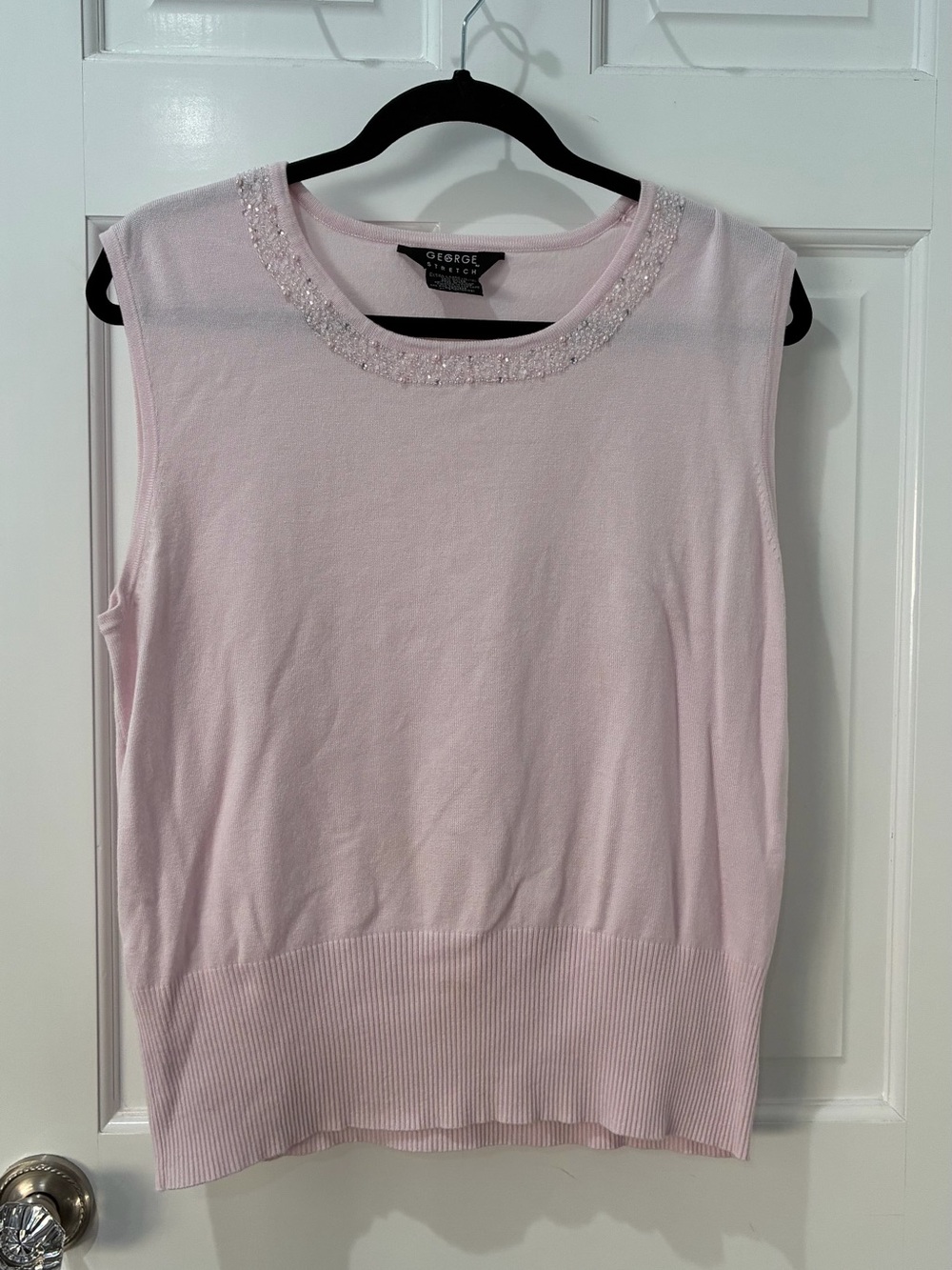 George Light Pink Beaded Sleeveless Tank Top